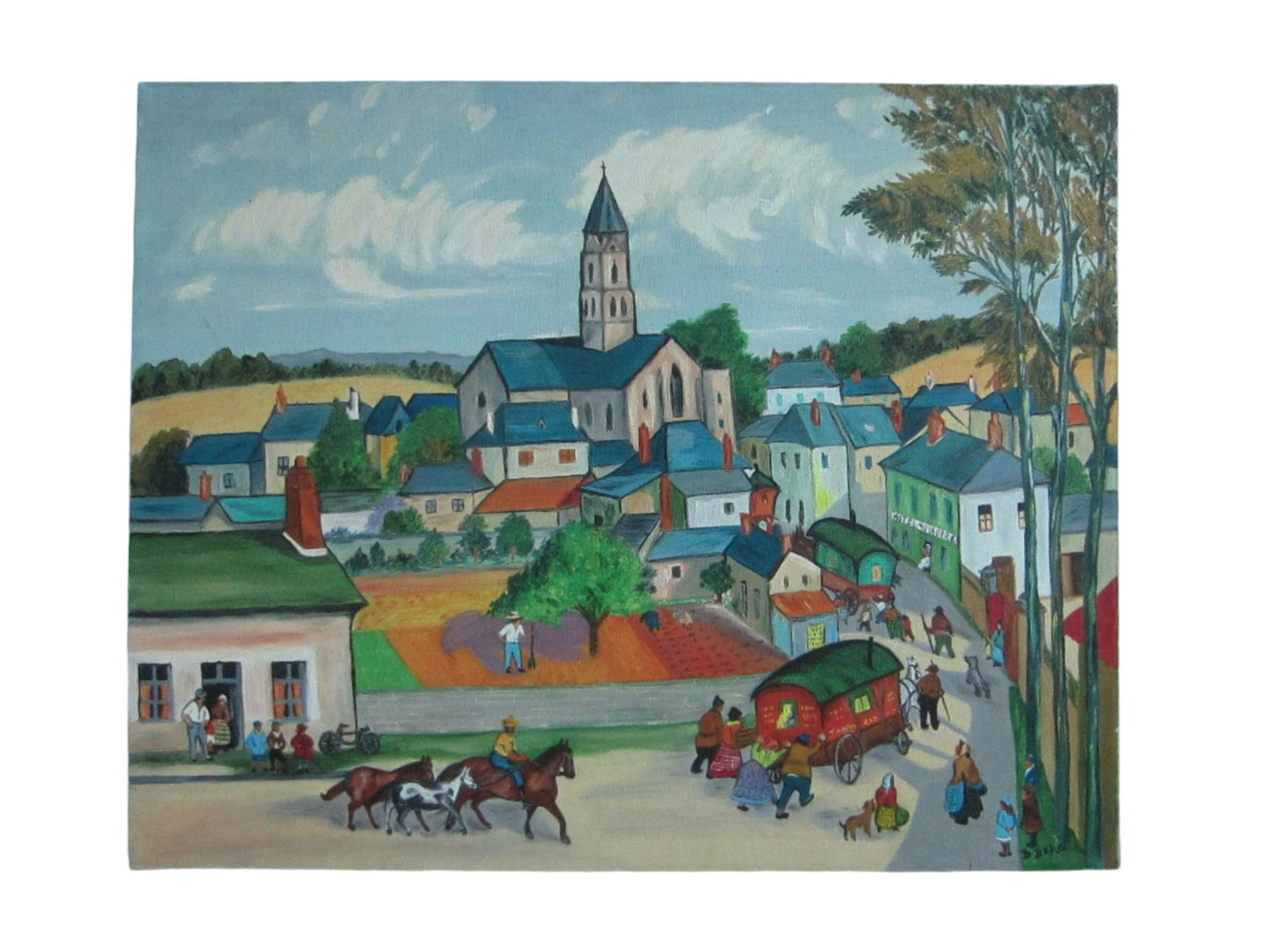 D Berg Impressionist Signed Oil On Canvas European Town