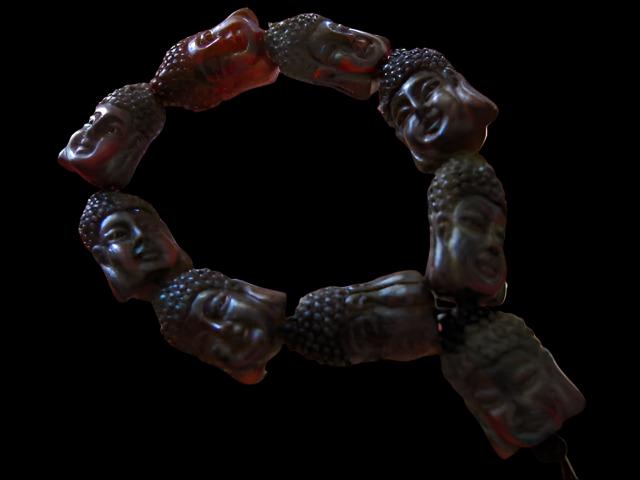 Oriental Buddhas Primitive Flexible Bead Bracelet - Designer Unique Finds 
 - 4