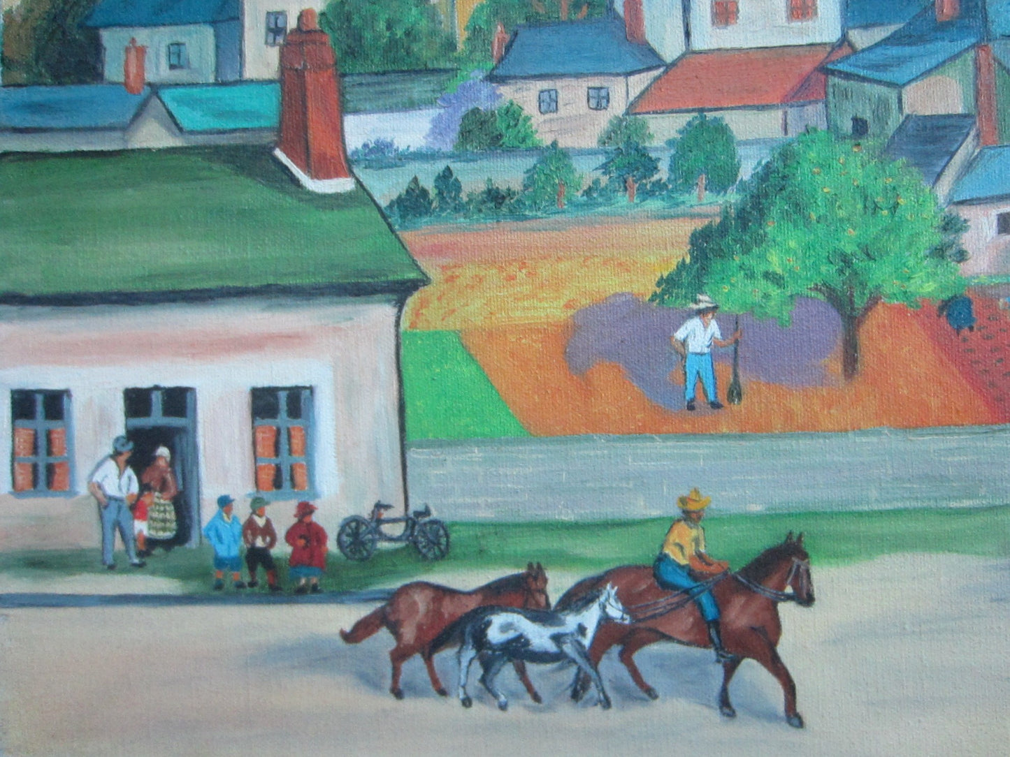 D Berg Impressionist A Town Signed Oil On Canvas