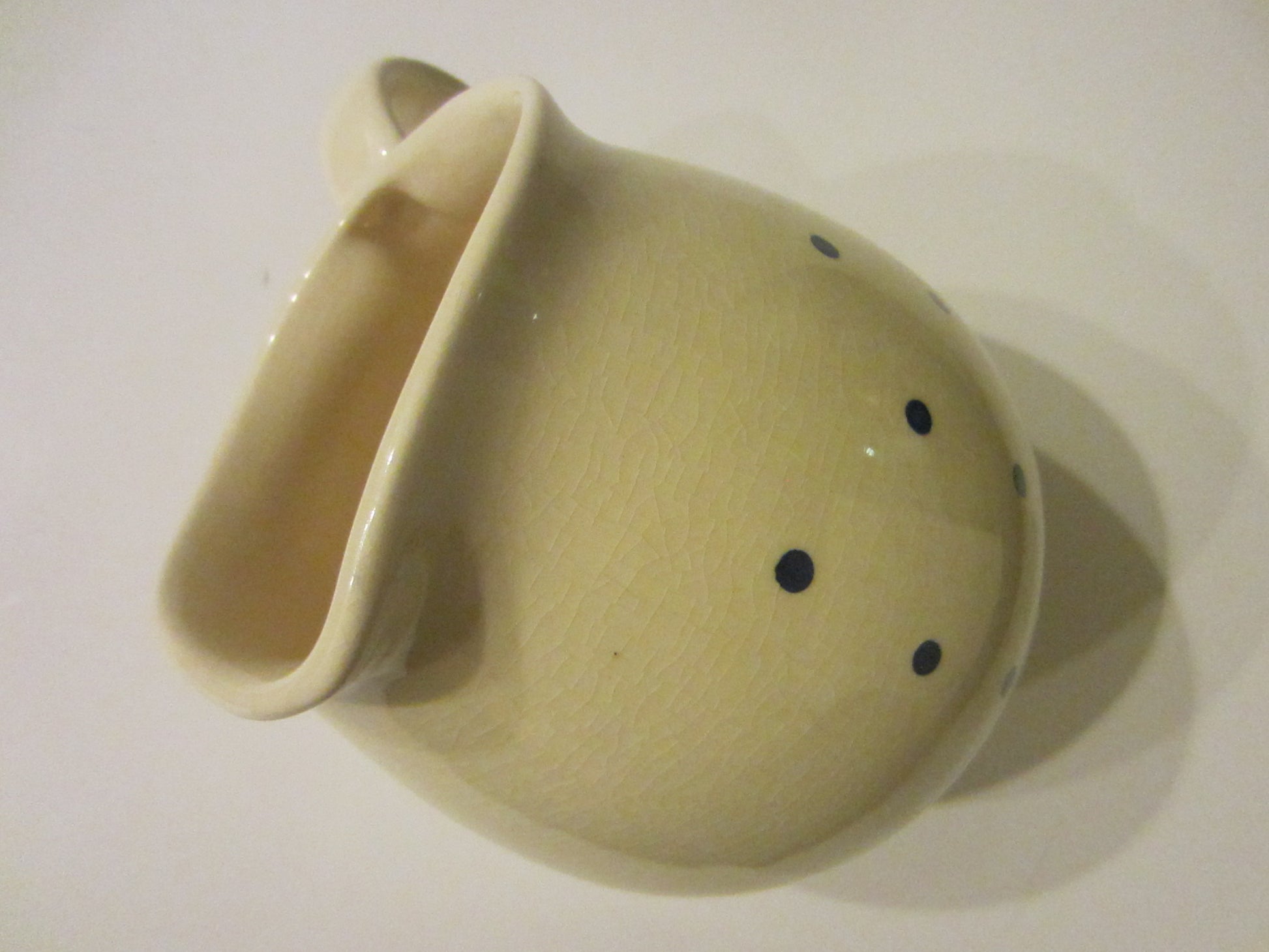 Polka Dots Ceramic Pitcher Cream Jug With Signature - Designer Unique Finds 