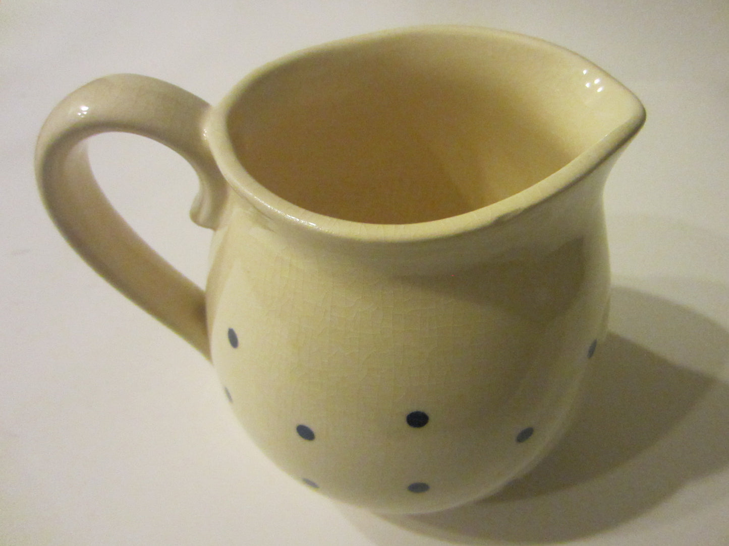 Polka Dots Ceramic Pitcher Cream Jug With Signature - Designer Unique Finds 