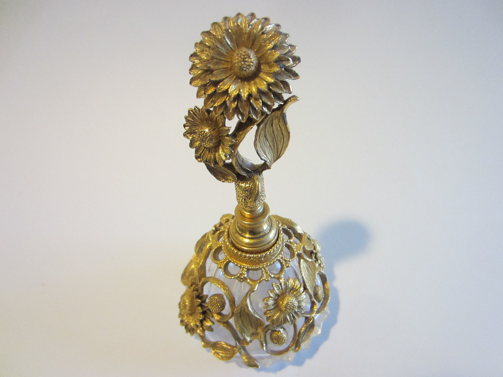 Matson Ormolu Signed Perfume Bottle Daisy Flower Cut Crystal - Designer Unique Finds 
 - 1