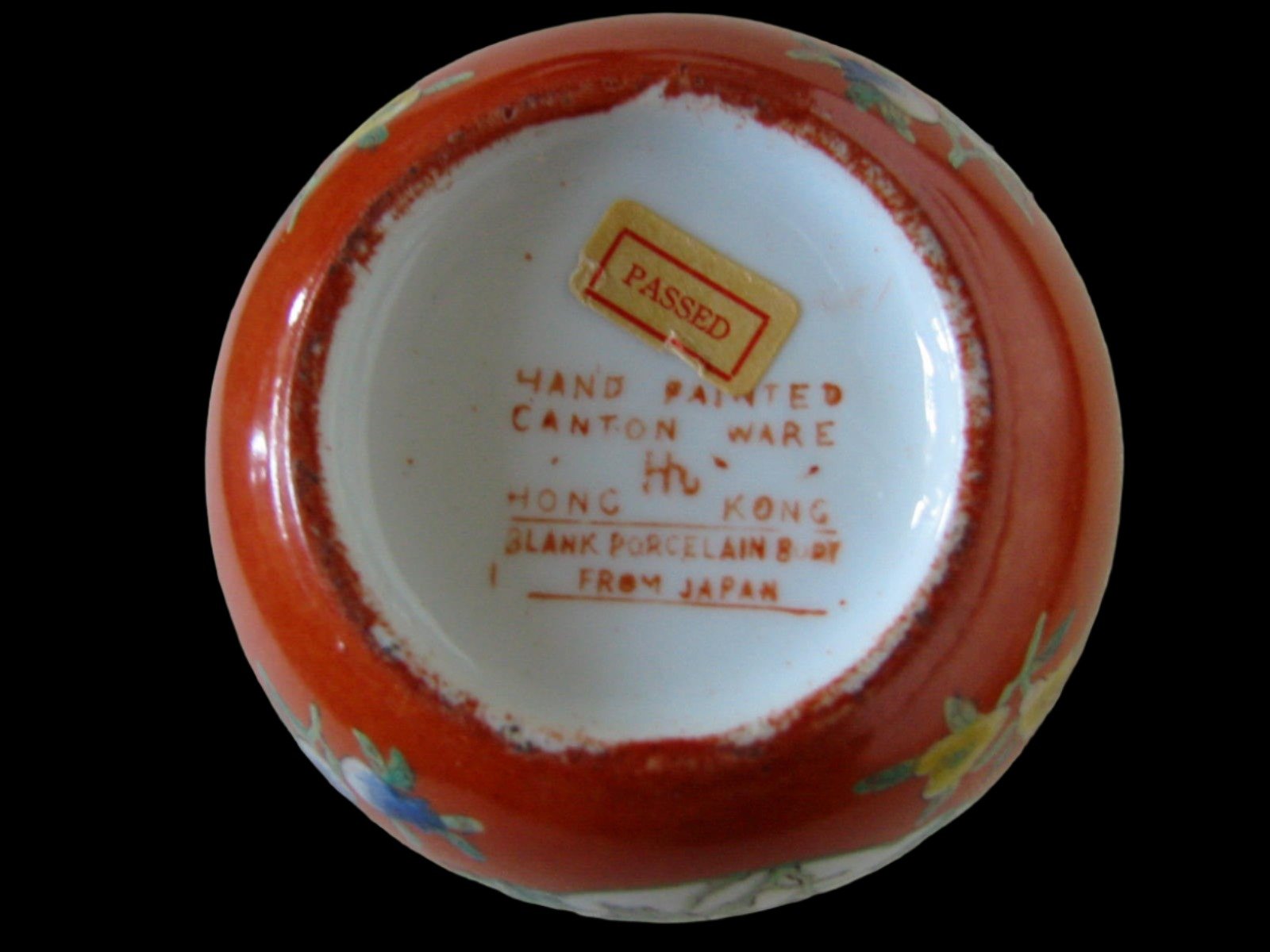 Japan Canton Ware Floral Medallion Porcelain Vase Marked With Label - Designer Unique Finds 