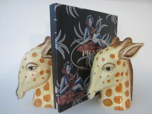 Giraffes Heads Bookends Mid Century Modern Ceramic