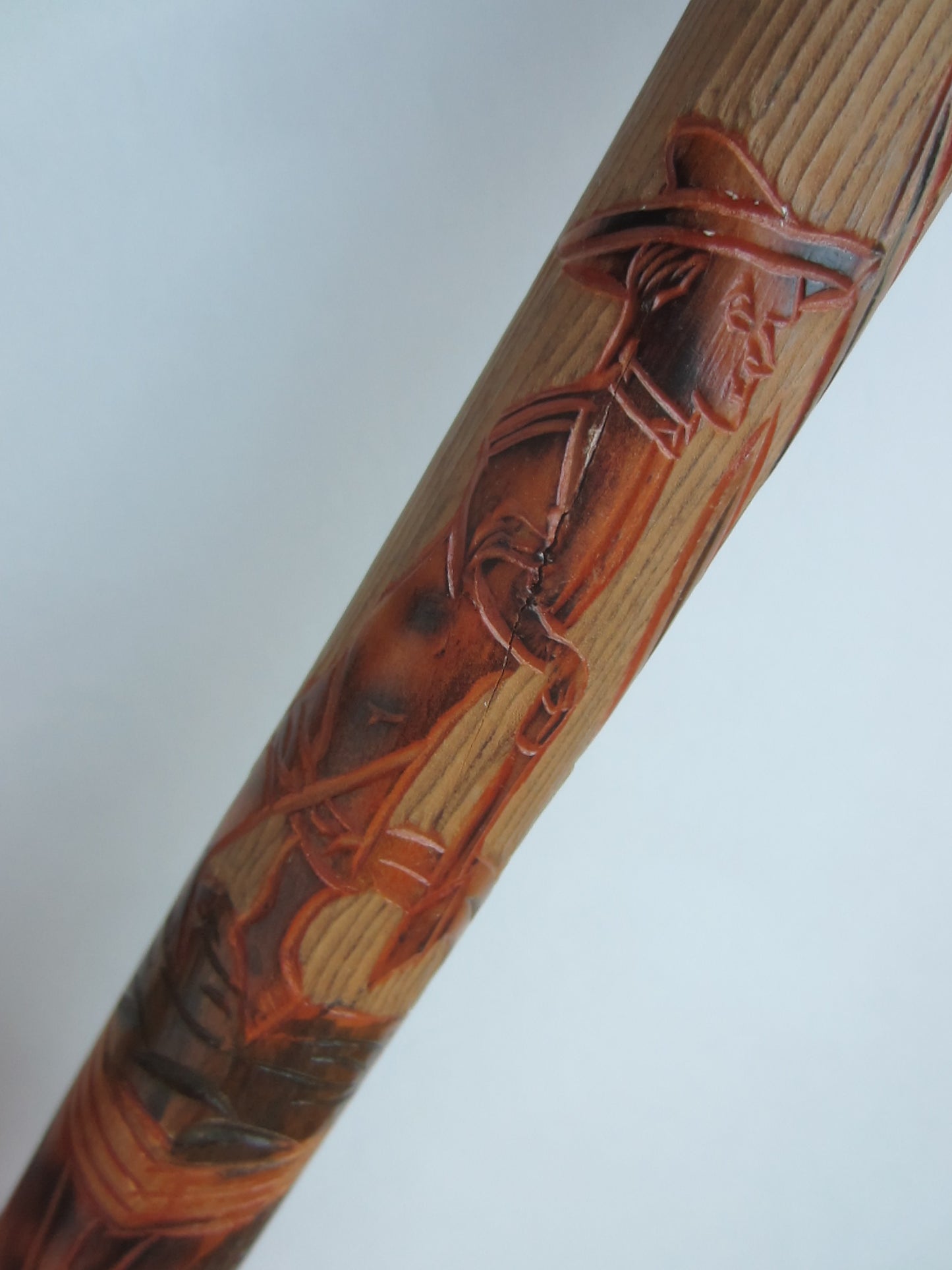 A Folk Art Hand Carved Figurative Cane Walking Stick