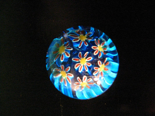 Murano Paperweight Milleifori Glass Daisies - Designer Unique Finds 