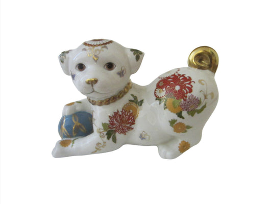 Imperial Puppy of Satsuma Franklin Mint Japan Hand Painted Fine Porcelain - Designer Unique Finds 