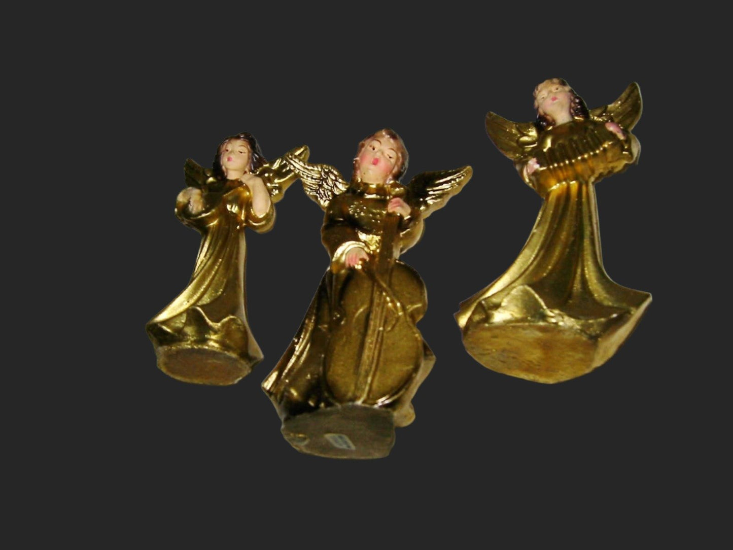 Italian Musician Angels Collection Gilt Paper Mache - Designer Unique Finds 