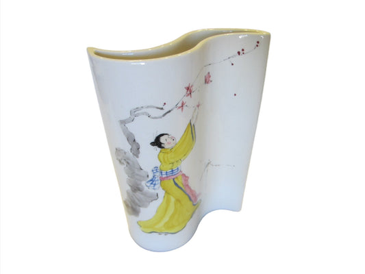 Baatz Ceramics A Signed Original Abstract Hand Painted Figurative Vase - Designer Unique Finds 