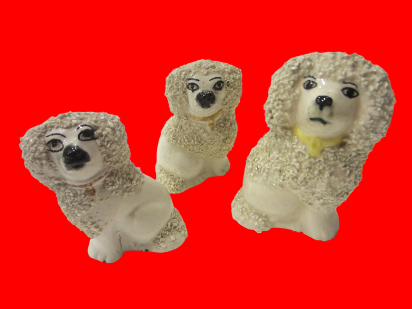 Staffordshire Ware Three White Spaniels