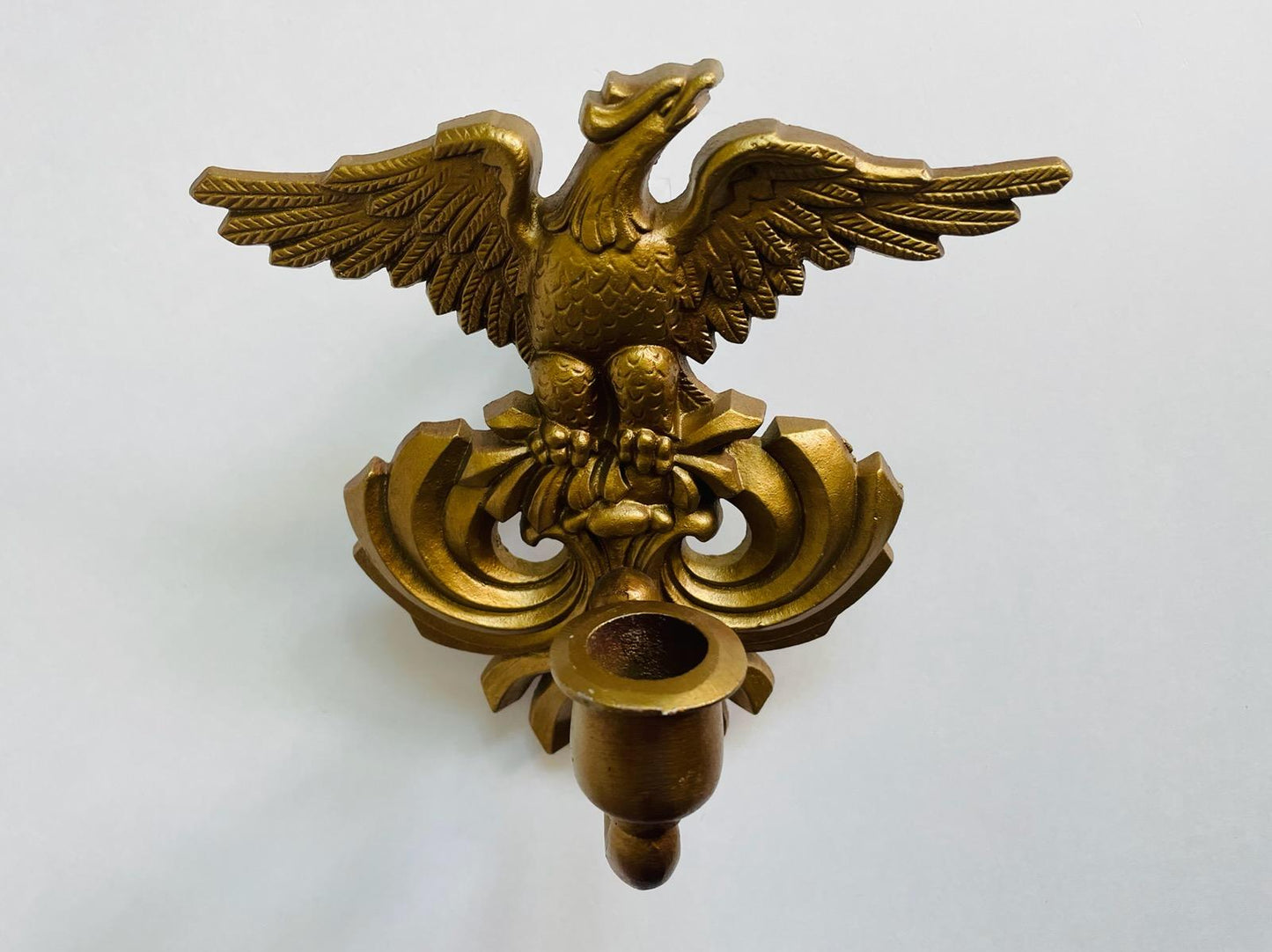 Sexton Gilt Bronze Eagle Crest Candle Holder Wall Sconce