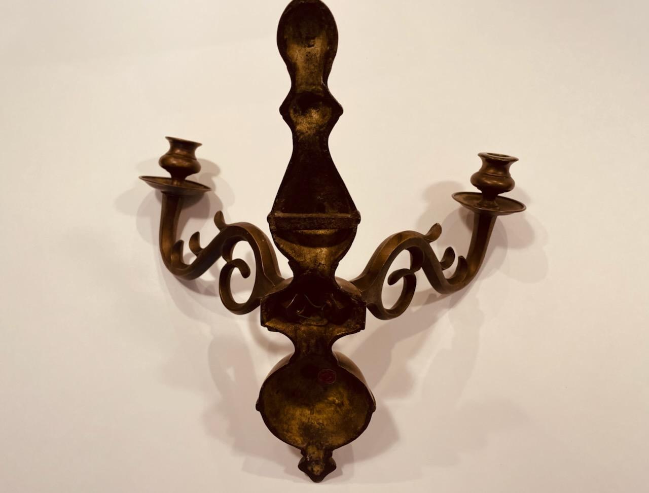 Brass Wall Candle Sconce Made In Italy