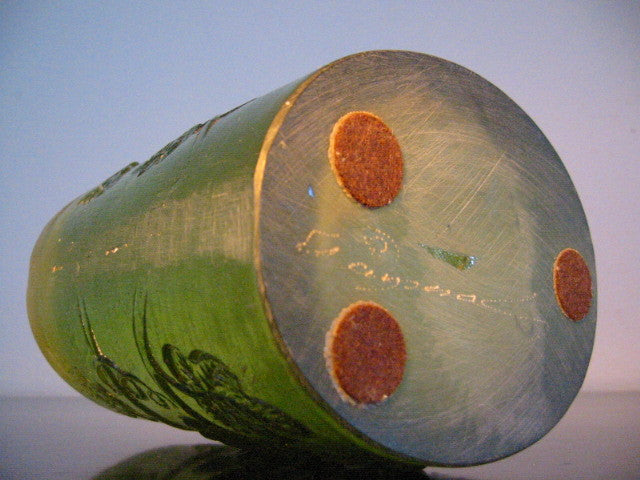 Transluscent Green Resin Art Deco Vase Majolica Cluster Grapes Signed In Etch - Designer Unique Finds 
 - 4