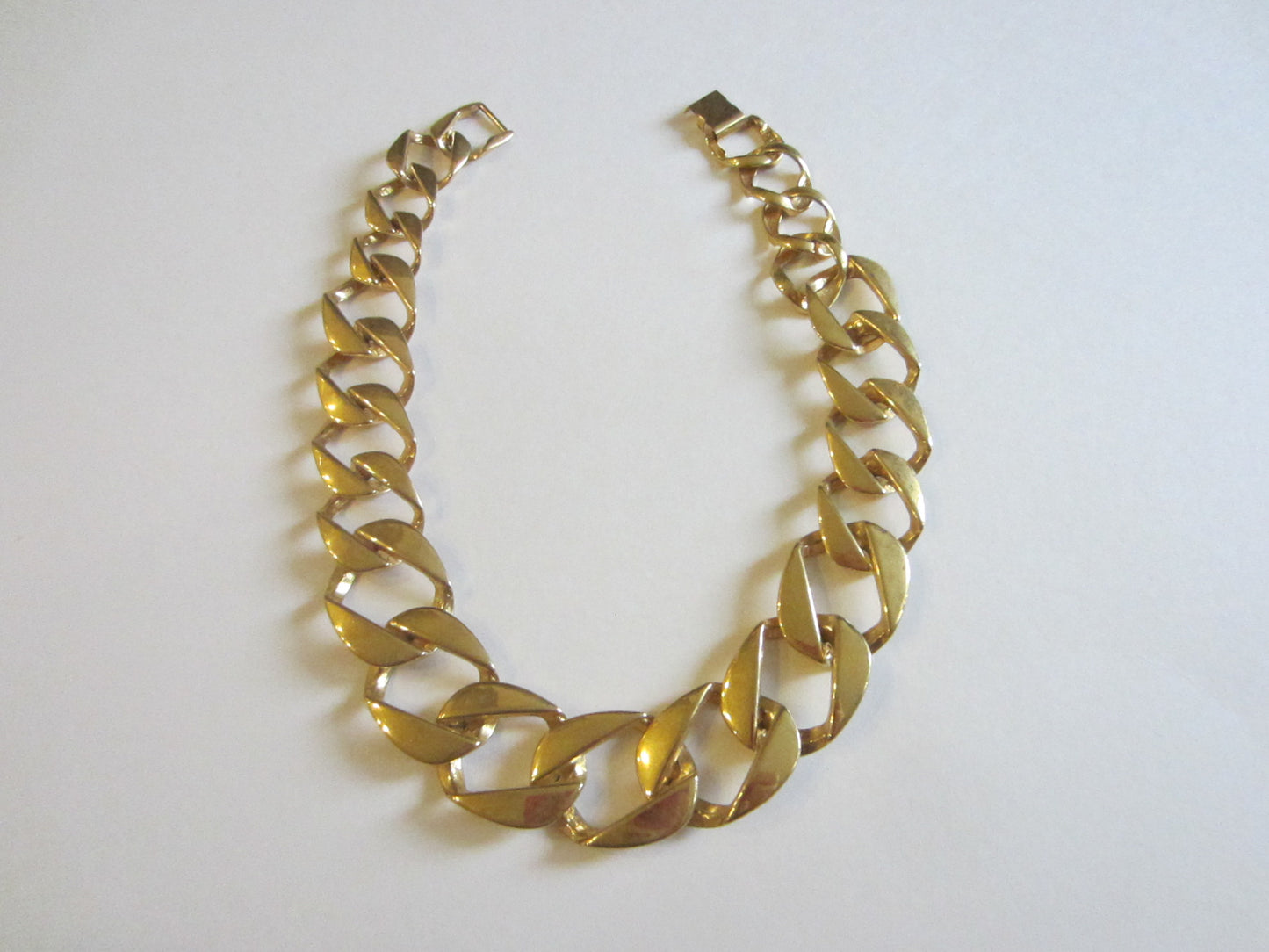 Modern Link Collar Necklace Marked PEP Gold Plated Choker