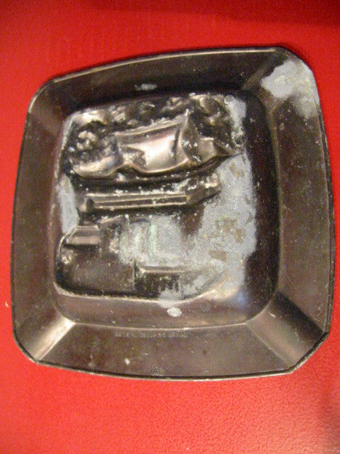 Occupied Japan Metal Ashtray Dragon Decoration Asian Monument - Designer Unique Finds 