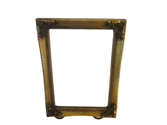 Burnes Small Beveled Mirror Gilt Decorated Floral Design