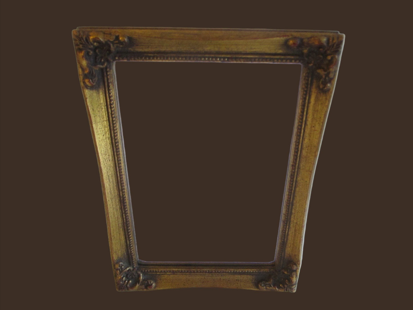 Burnes Small Beveled Mirror Gilt Decorated Floral Design