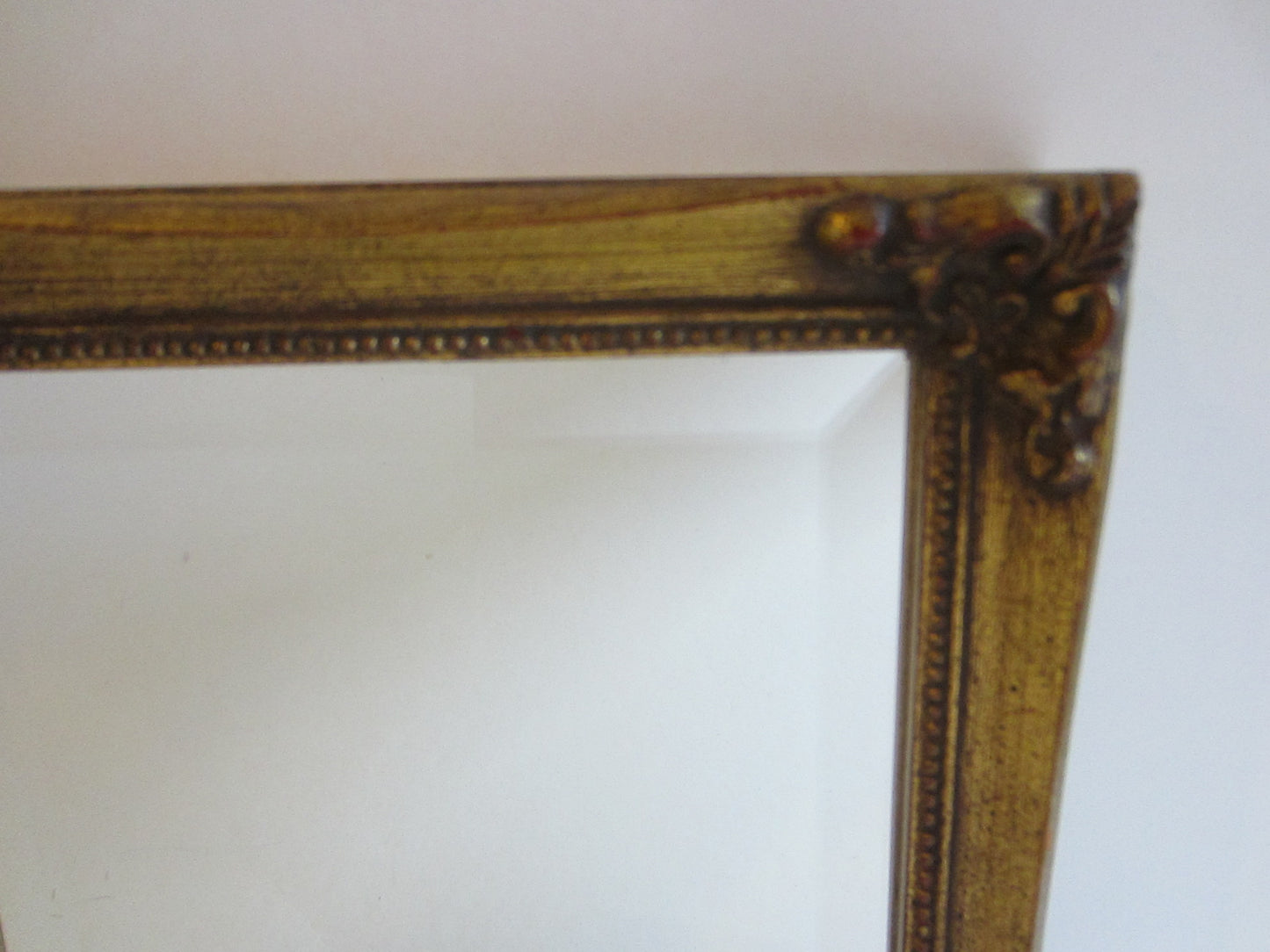 Burnes Small Beveled Mirror Gilt Decorated Floral Design