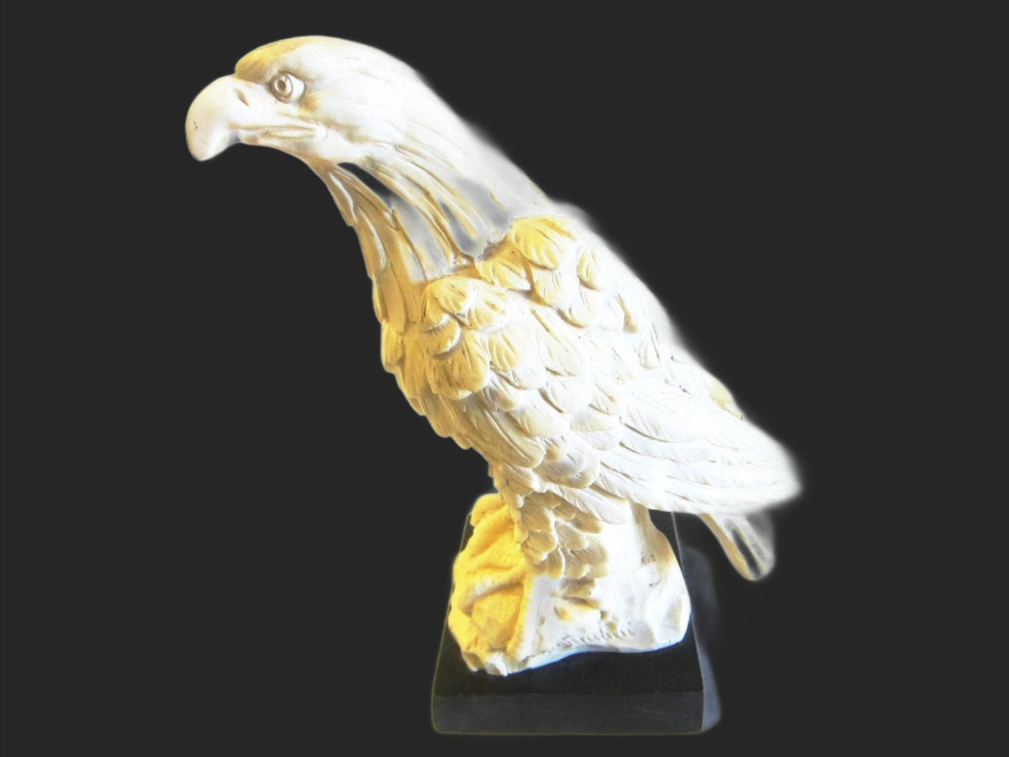 A Santini Italy White Eagle Signed Sculpture Stone Stand - Designer Unique Finds 