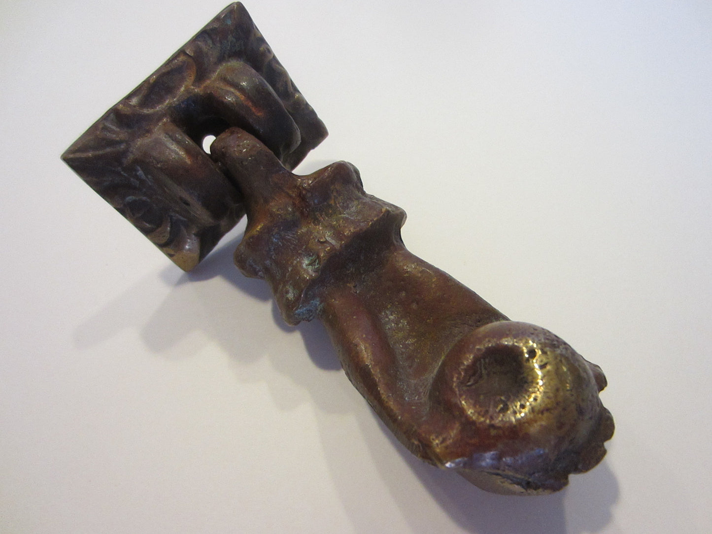 Folk Art Bronze French Style Hand Door Knocker Paperweight - Designer Unique Finds 