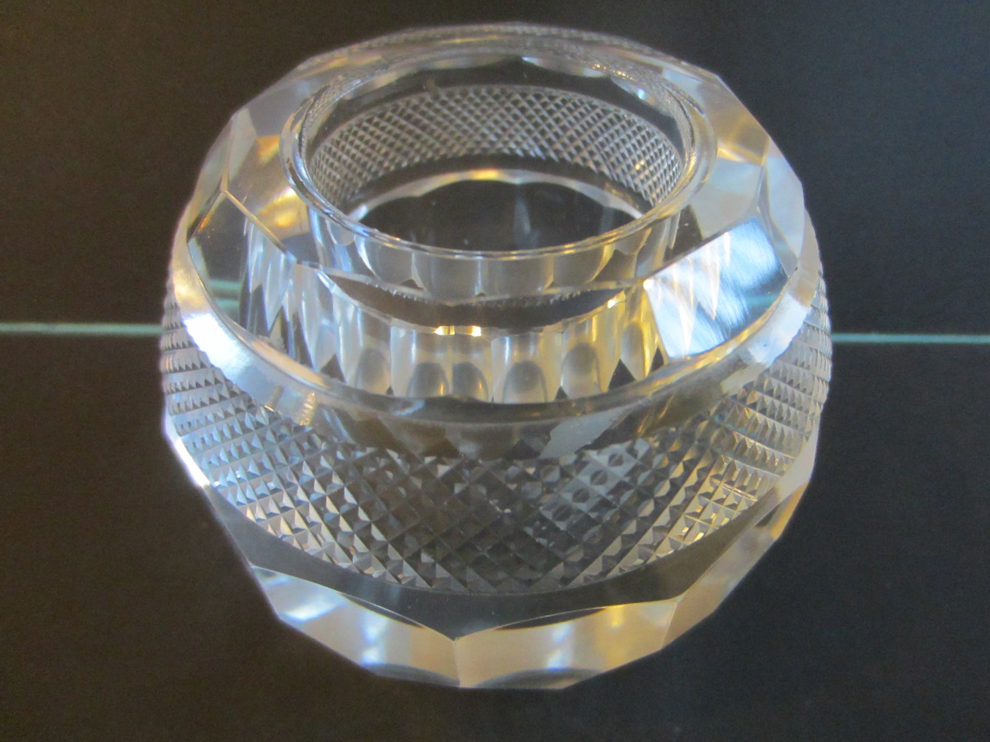 Thomas Webb Attributed Striker Crystal Globe Match Holders Candle Holders - Designer Unique Finds 