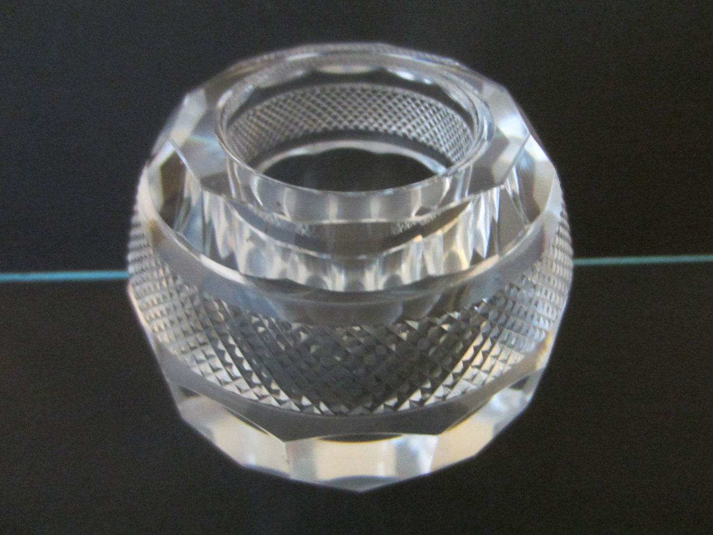 Thomas Webb Attributed Striker Crystal Globe Match Holders Candle Holders - Designer Unique Finds 