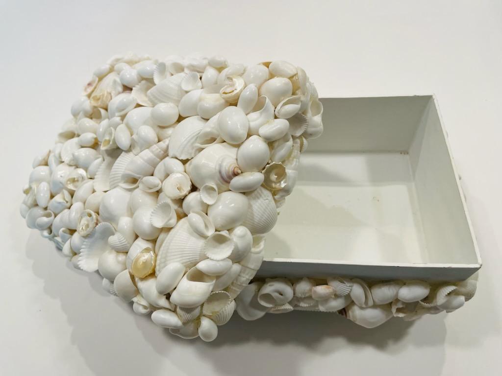 White Rectangle Hand Crafted Vintage Seashell Box