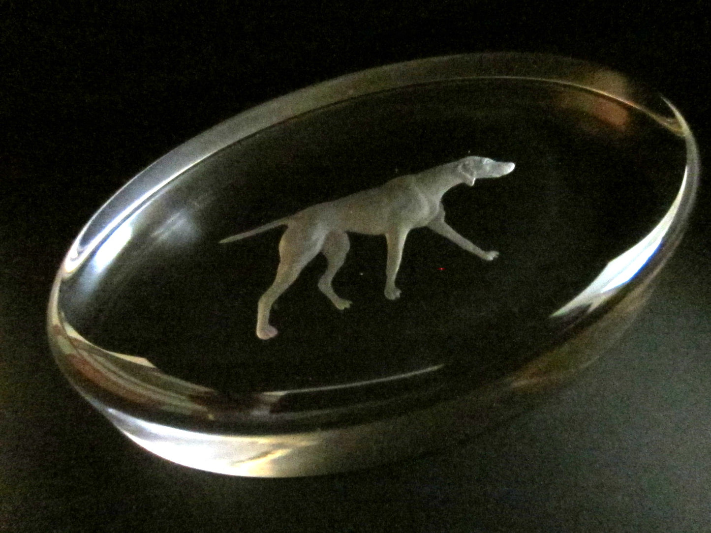 Fostoria Glass Co Moundsville W VA Frost Hound Dog Oval Paperweight