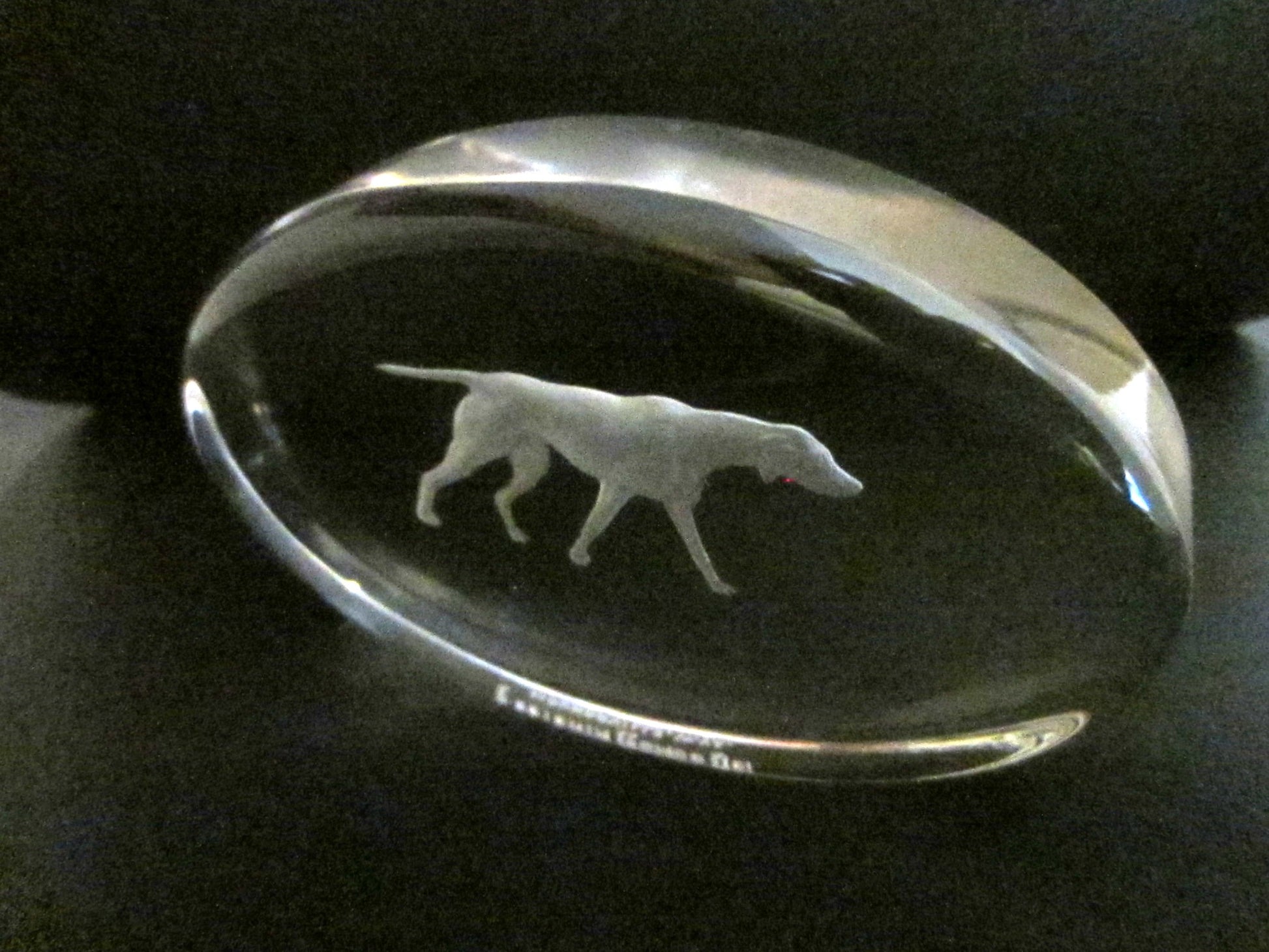 Fostoria Glass Co Moundsville VA Frost Hound Oval Paperweight 