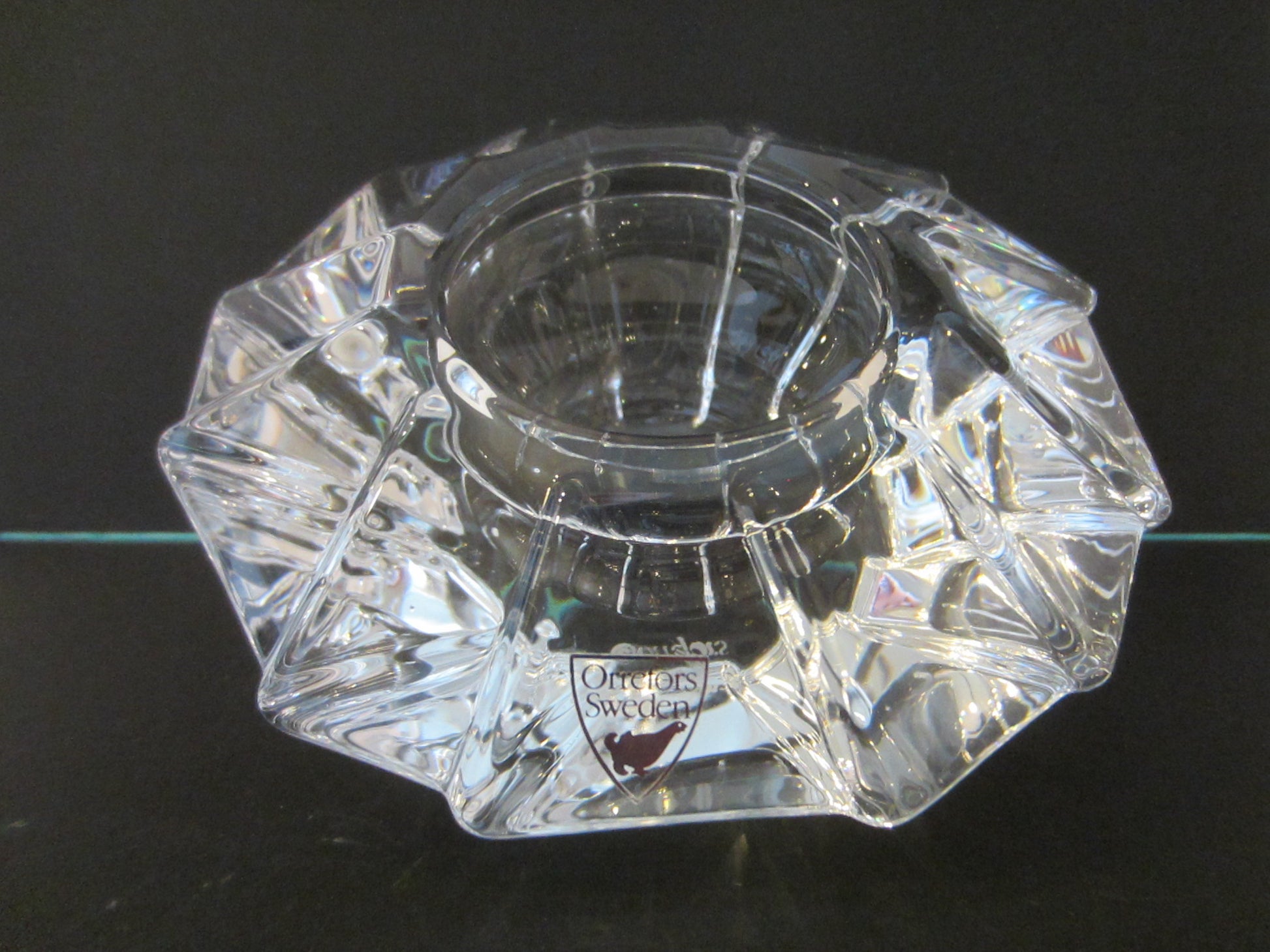 Orrefors Sweden Crystal Votive Candle Holder - Designer Unique Finds 