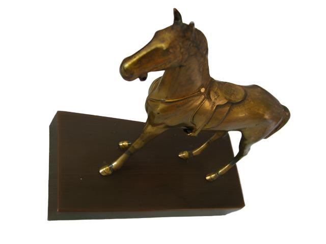 Bronze Horse Sculpture Metal Base Initial JB Mid Century Equestrian Art - Designer Unique Finds 