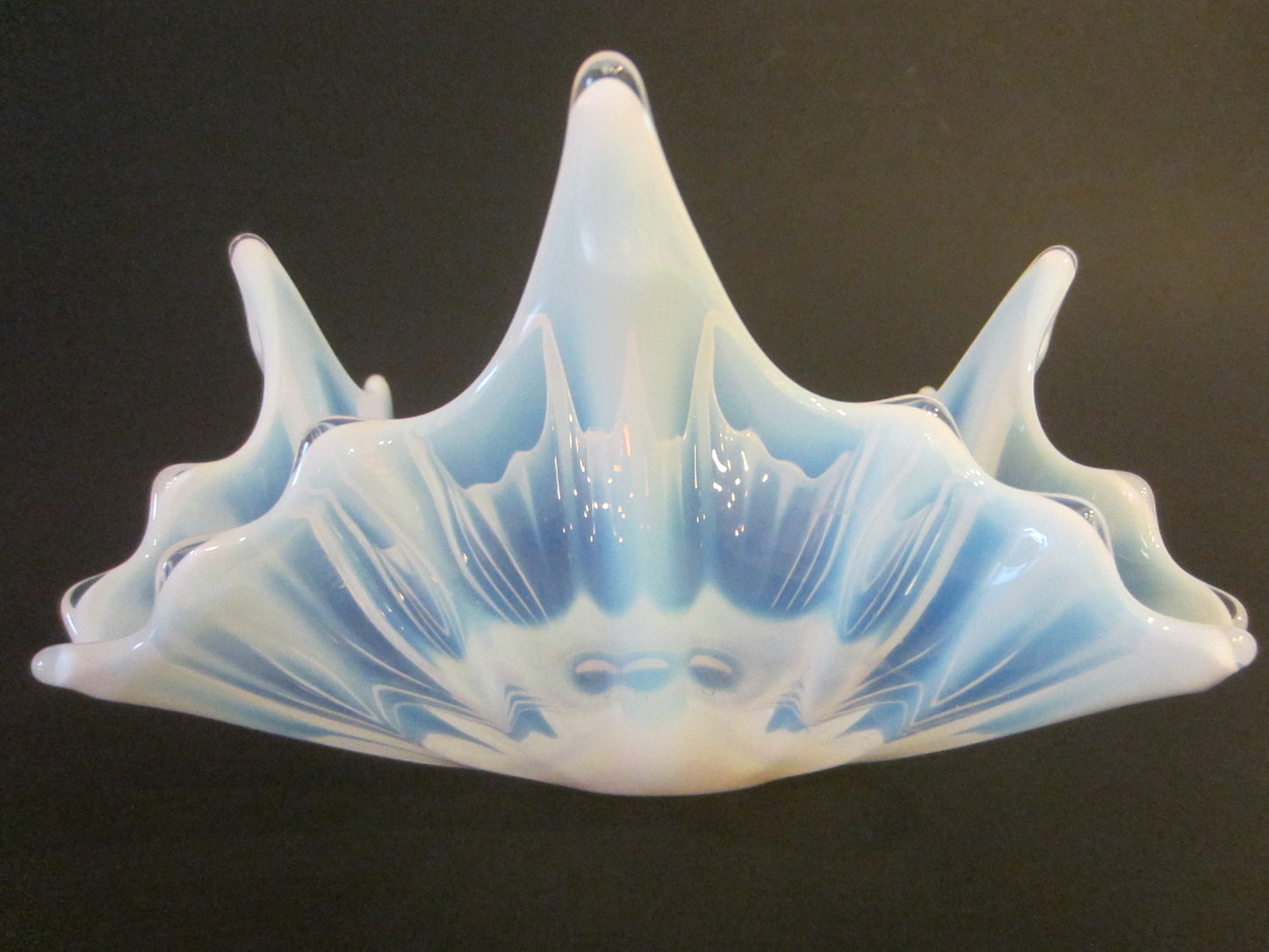 Opalescent Art Glass Spike Design Bowl Abstract Movement