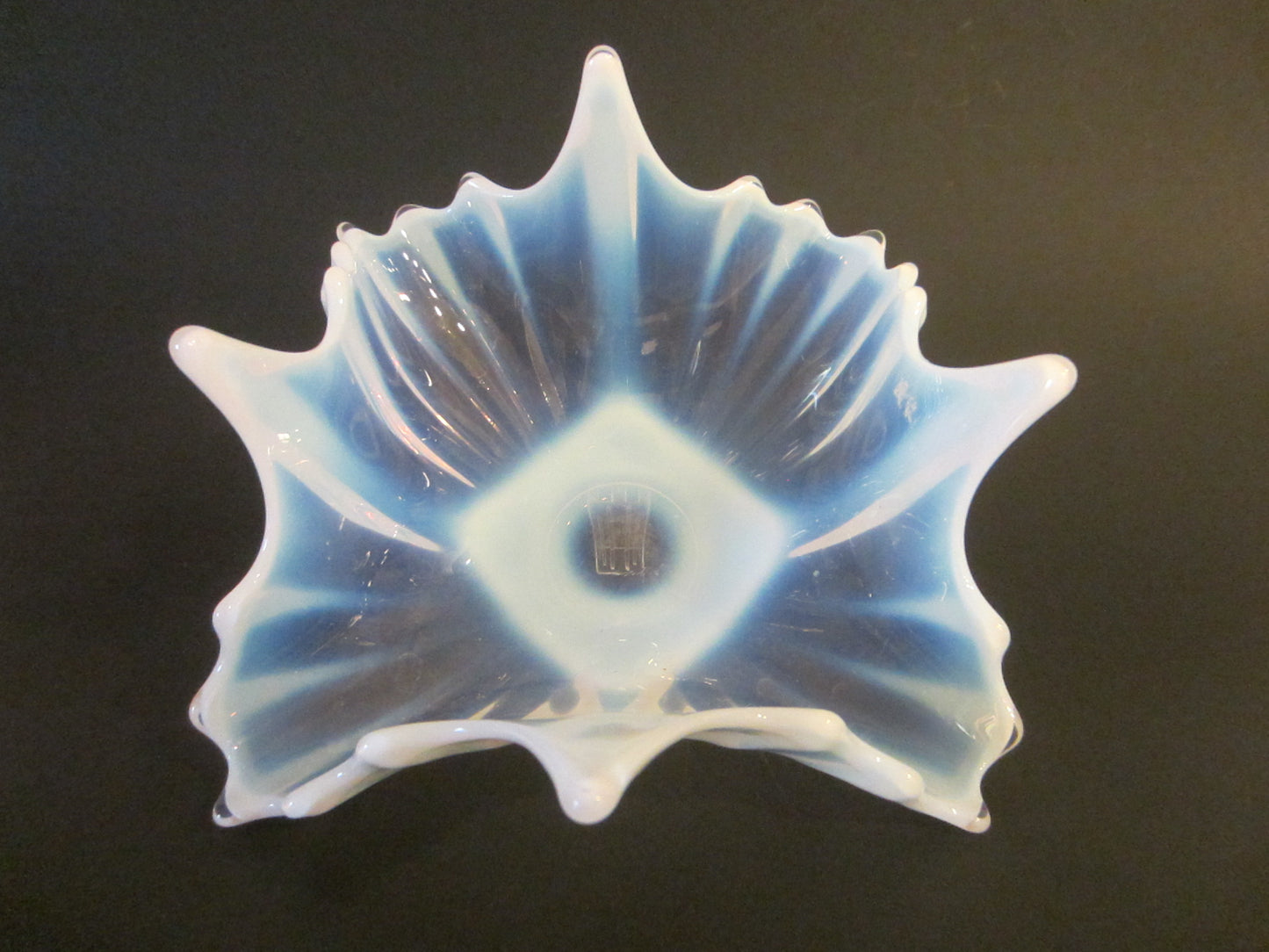 Opalescent Art Glass Spike Design Bowl Abstract Movement