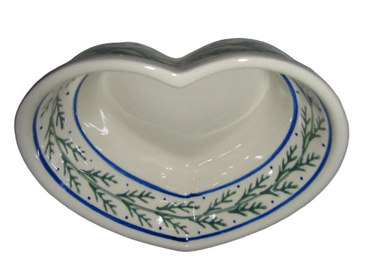 Boleslawiec Polish Stoneware Bowl Heart Shape - Designer Unique Finds 