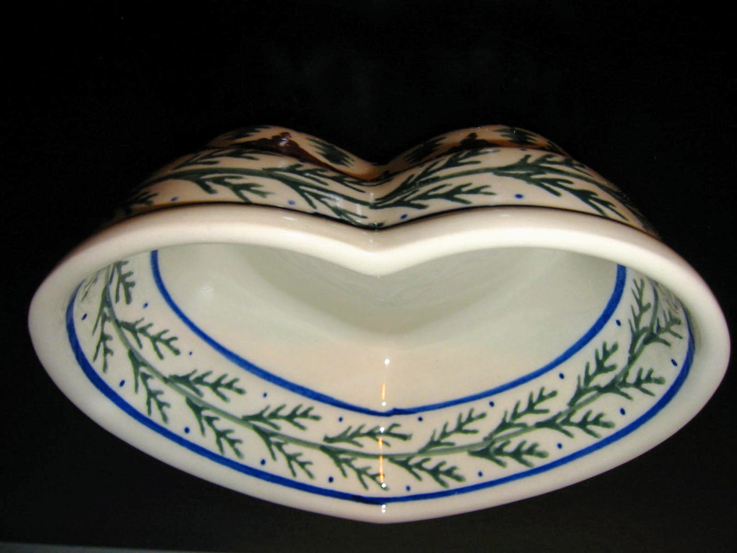 Boleslawiec Heart Shape Christmas Bowl Hand Made In Poland