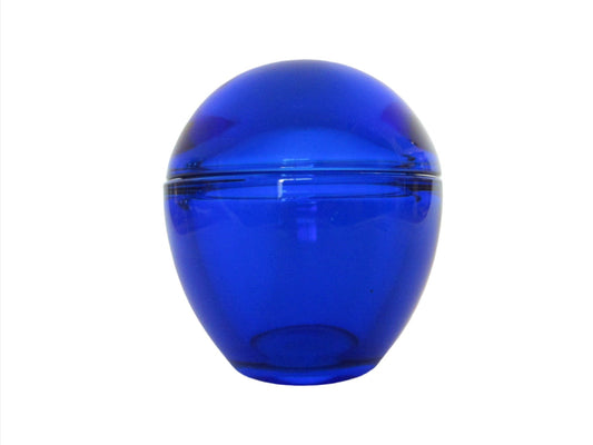 Indigo Cobalt Blue Convex Egg Style Glass Jar - Designer Unique Finds 