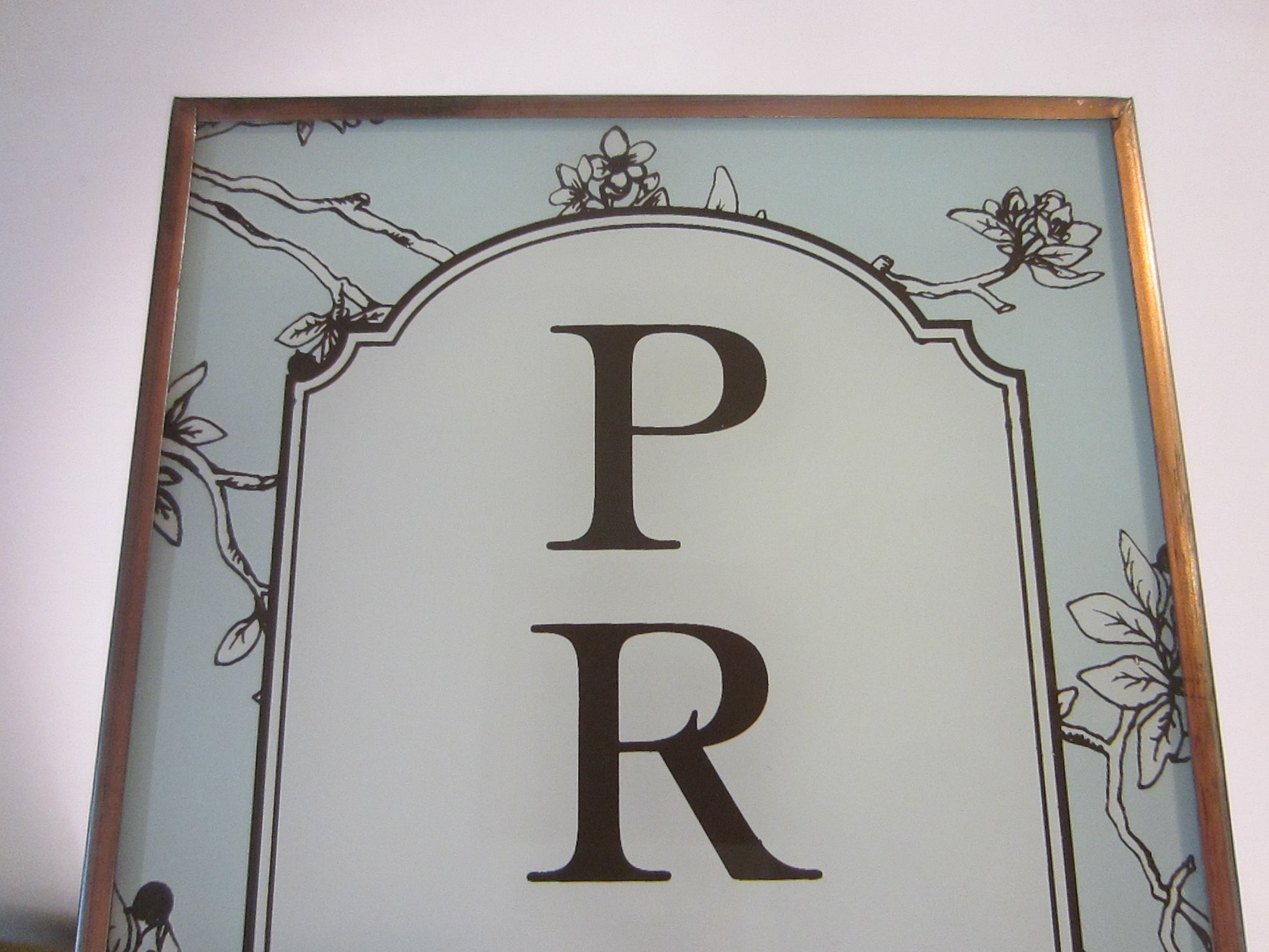 Private Sign Stained Glass Floral Copper Frame - Designer Unique Finds 