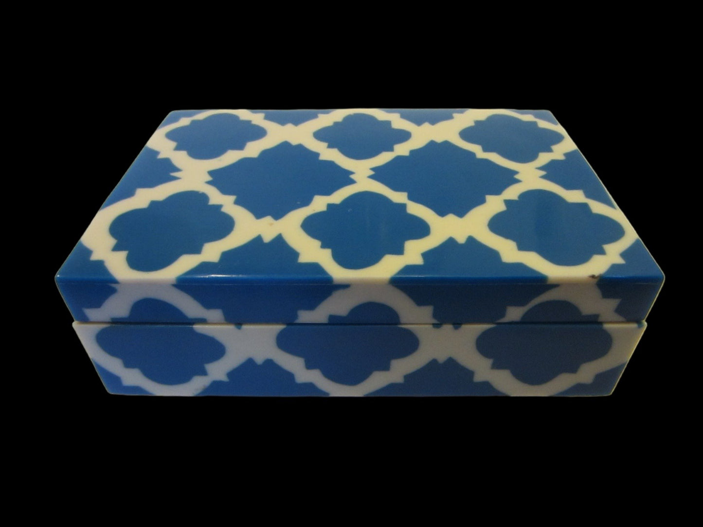 Blue White Tobacco Box Chevron Style Humidor Interior