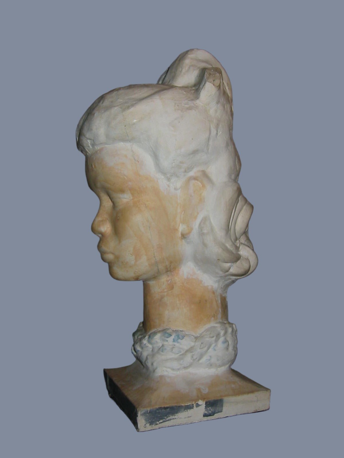 Leonard Scheu Sculpture Chalk Ware Bust Female Portrait - Designer Unique Finds 
 - 7