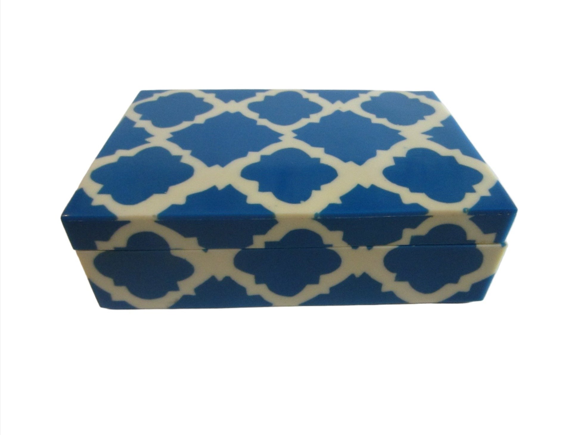 Blue White Tobacco Box Chevron Style Humidor Interior