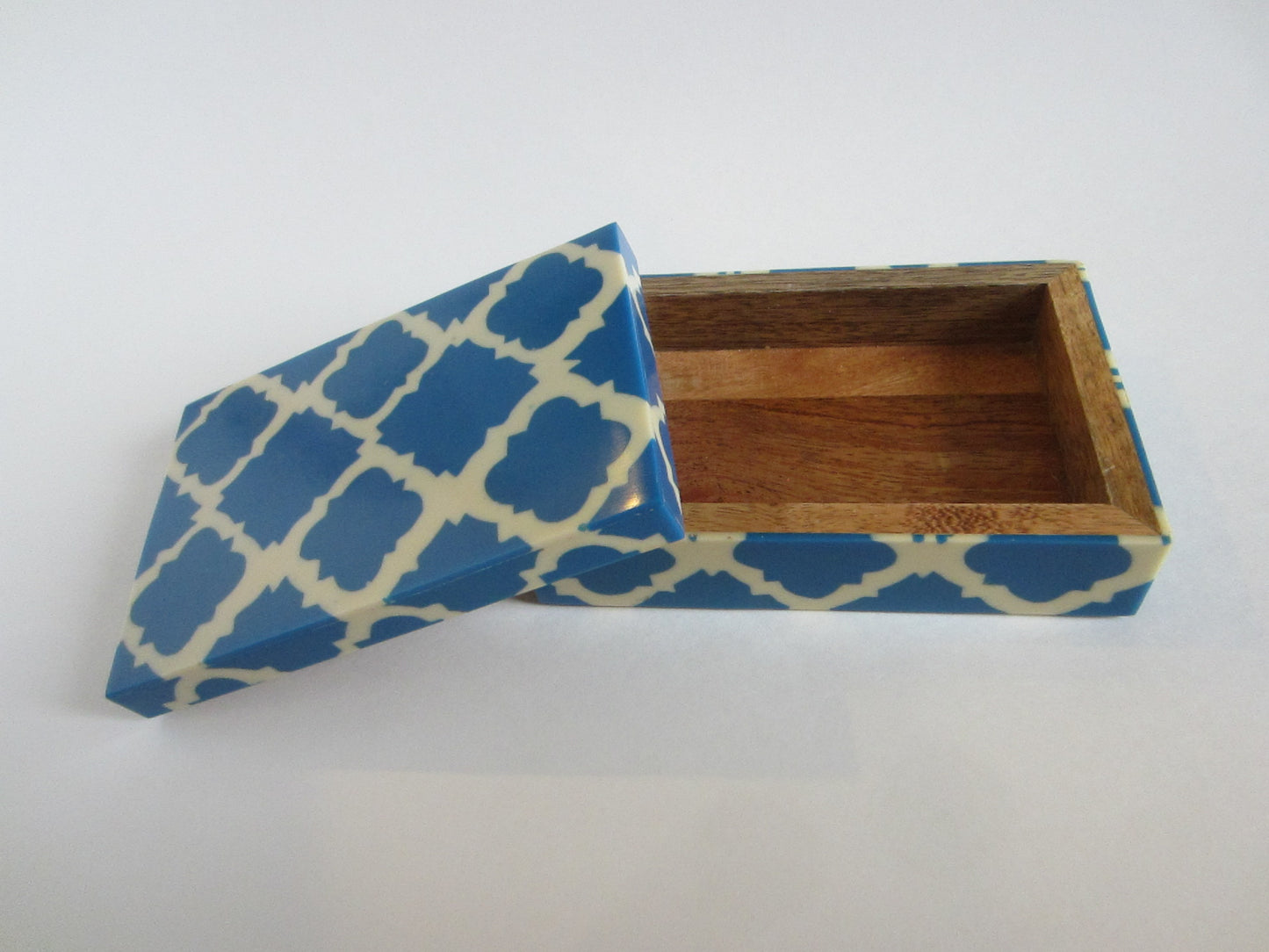 Blue White Tobacco Box Chevron Style Humidor Interior