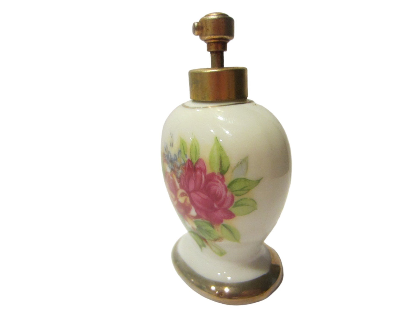 Atomizer Porcelain American Pink Rose Perfume Bottle 