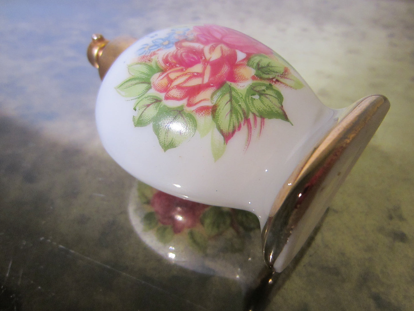 Atomizer Porcelain American Pink Rose Perfume Bottle