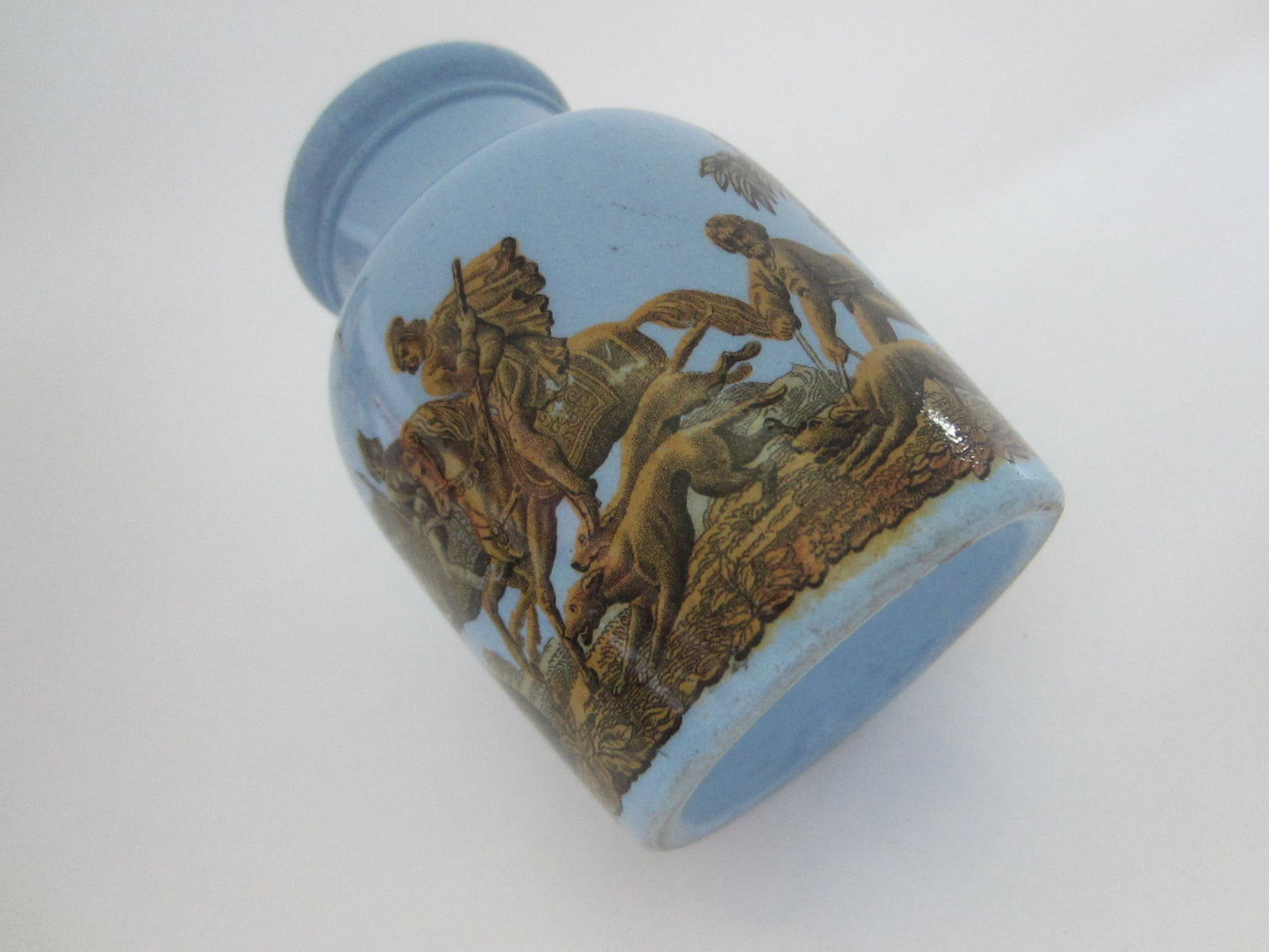 Boar Hunting Blue Pratt Ware Pictorial Knights Wild Animals