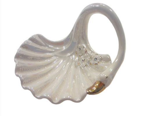 Capodimonte Creazioni Minervini Italy Luster Swan Dish 