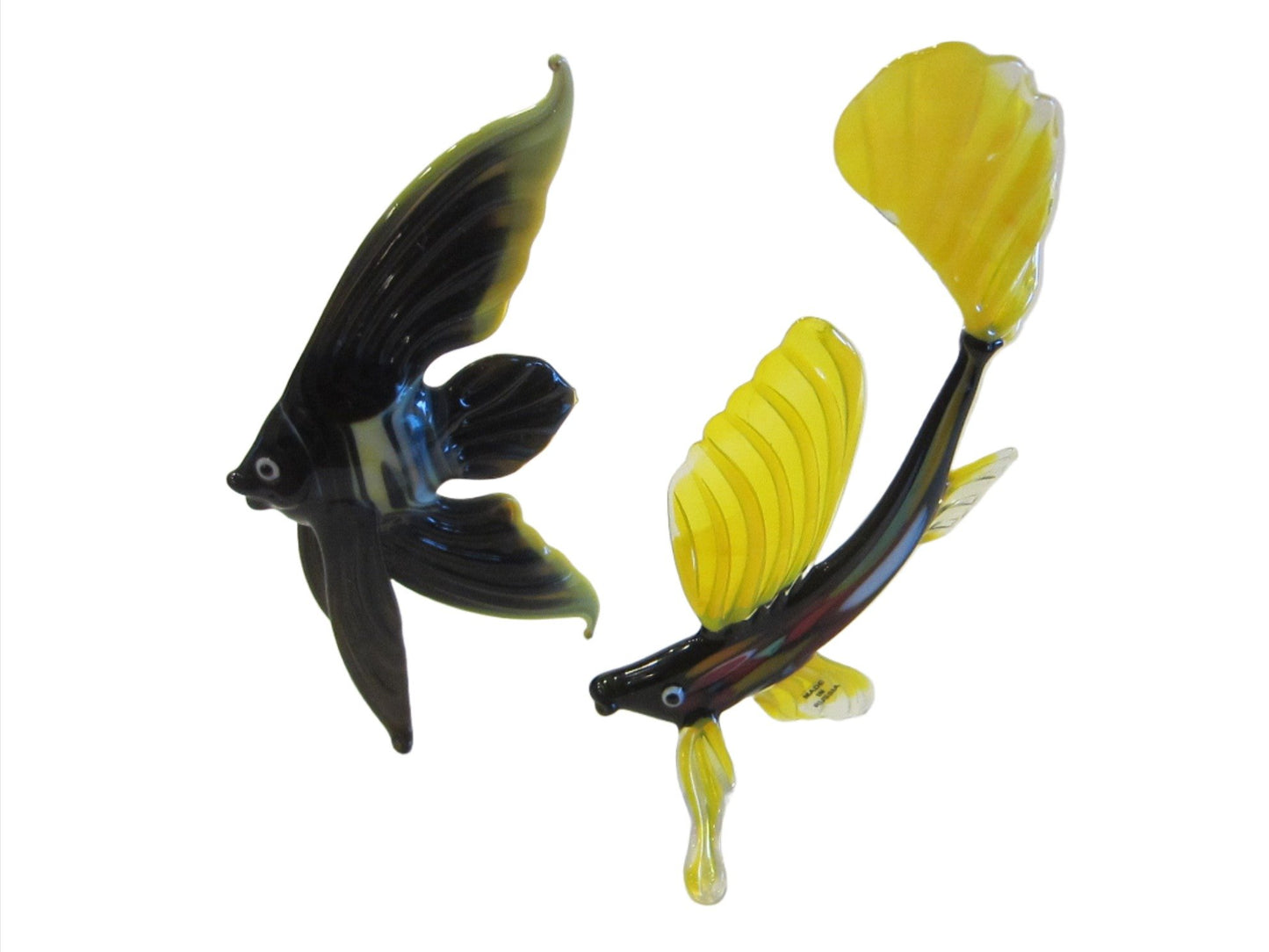 Exotic Russian Blown Art Glass Colored Fishes - Designer Unique Finds 