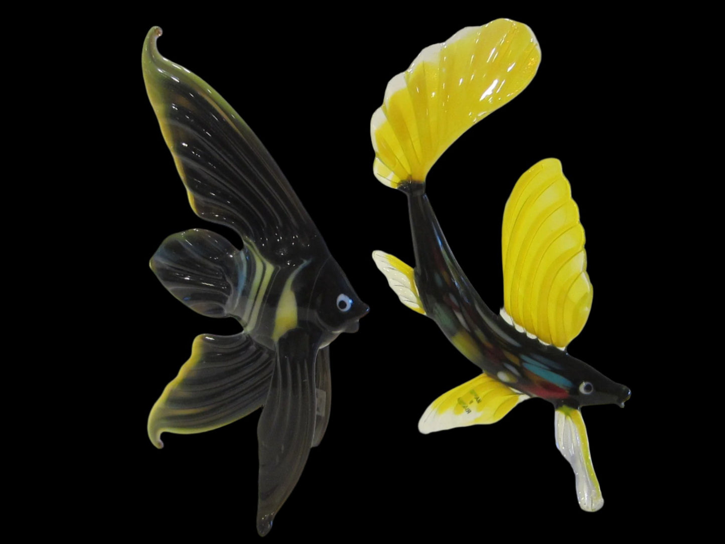 Exotic Russian Blown Art Glass Colored Fishes - Designer Unique Finds 