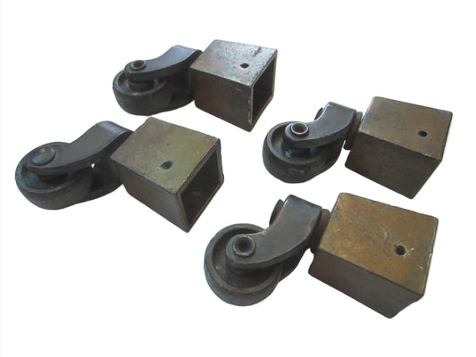 Metal Rolling Casters Art Deco Set of Four Hardware Accessories