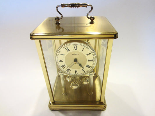 Hampton Anniversary Clock Quartz Germany Brass Pendulum Handle