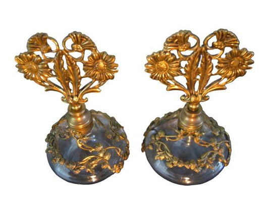 Ormolu Filigree Over Glass Daisies Perfume Bottles Matson Style - Designer Unique Finds 
 - 1